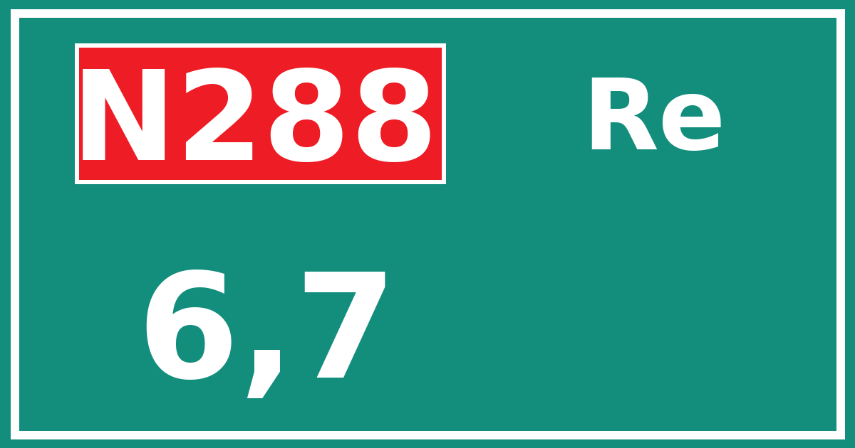 Hectometerbord N288 6,7 zijde Re