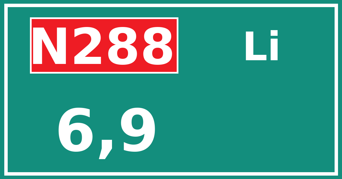 Hectometerbord N288 6,9 zijde Li