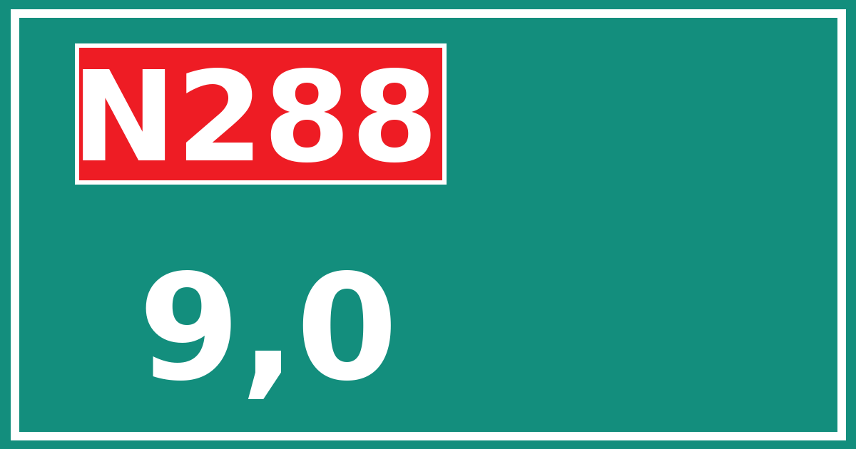 Hectometerbord N288 9,0