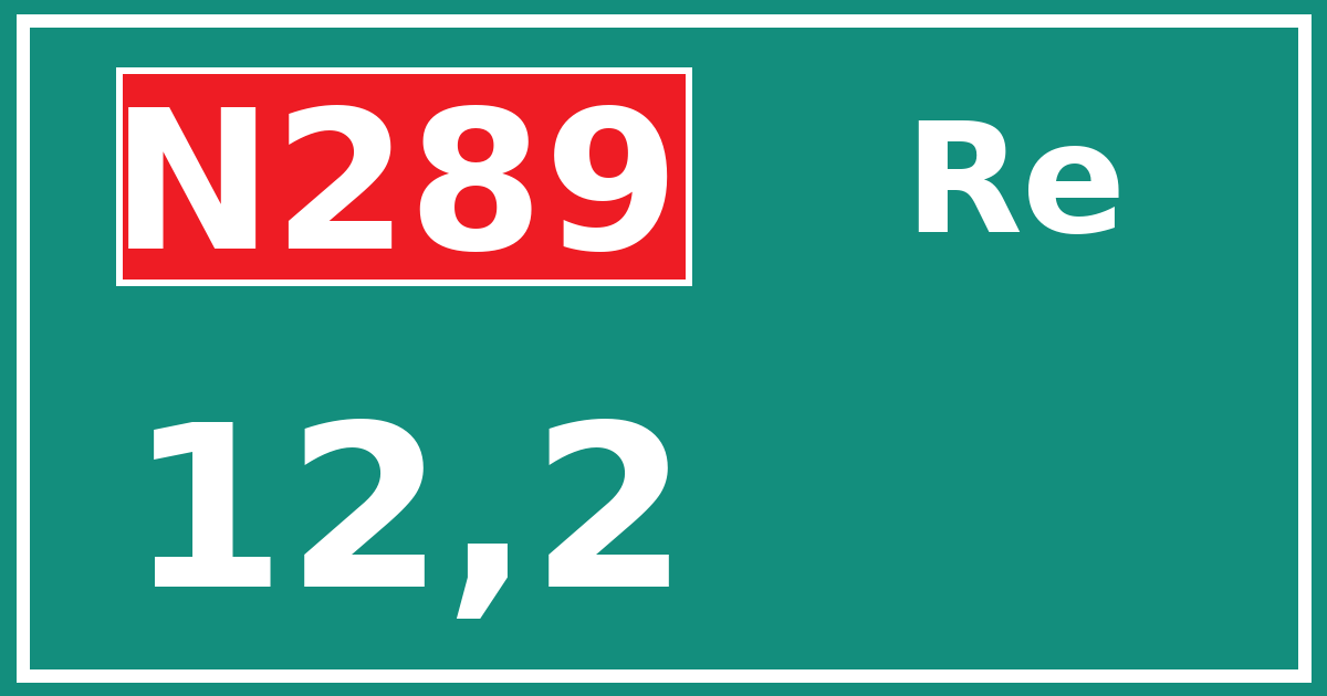 Hectometerbord N289 12,2 zijde Re