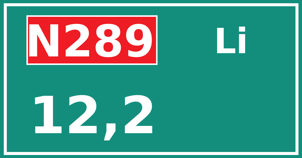 Hectometerbord N289 12,2 zijde Li