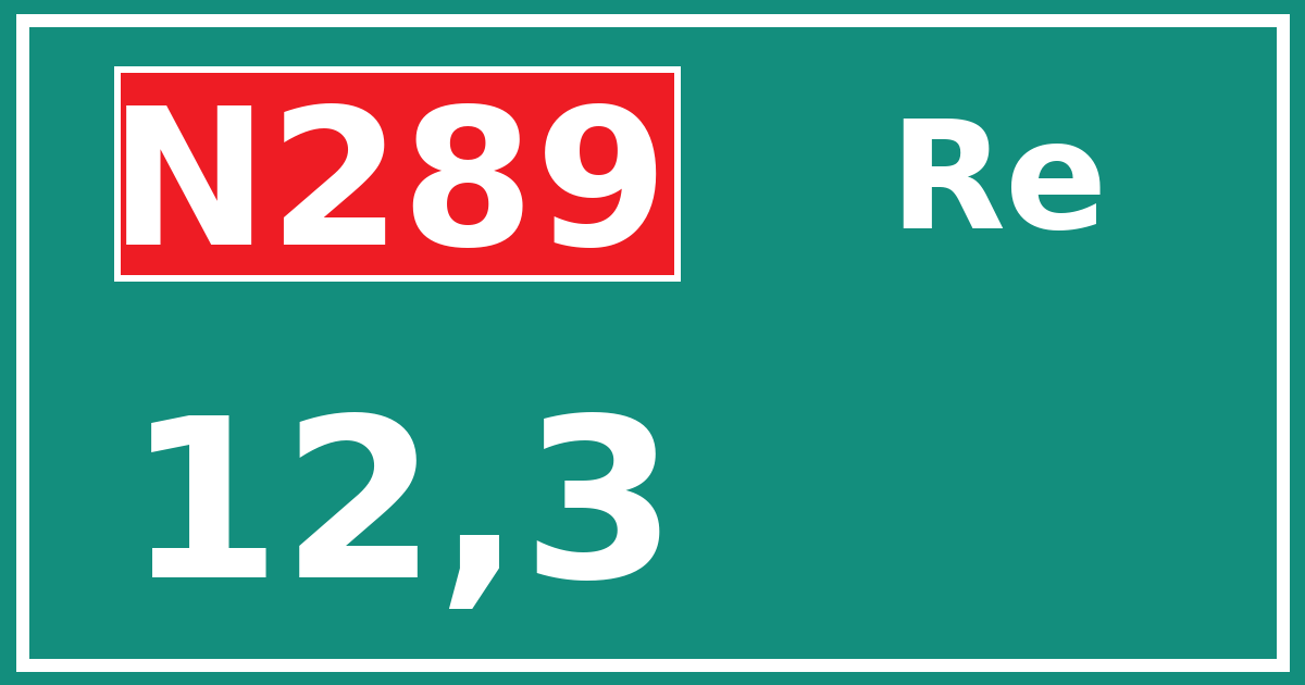 Hectometerbord N289 12,3 zijde Re