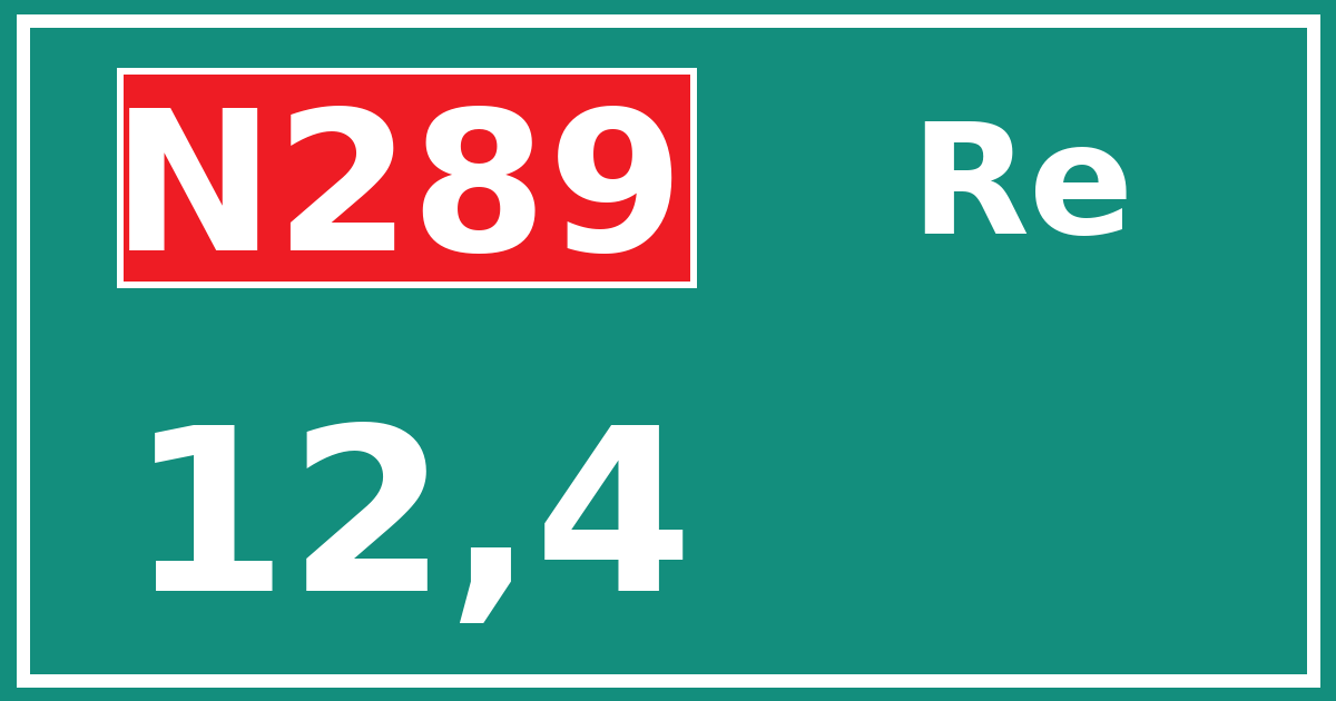 Hectometerbord N289 12,4 zijde Re