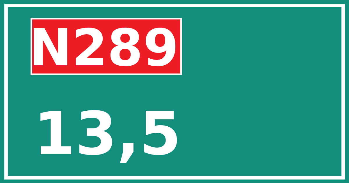 Hectometerbord N289 13,5