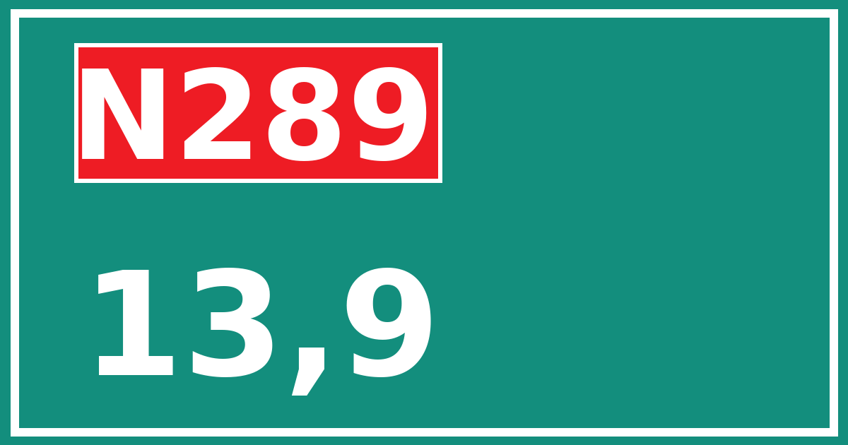 Hectometerbord N289 13,9