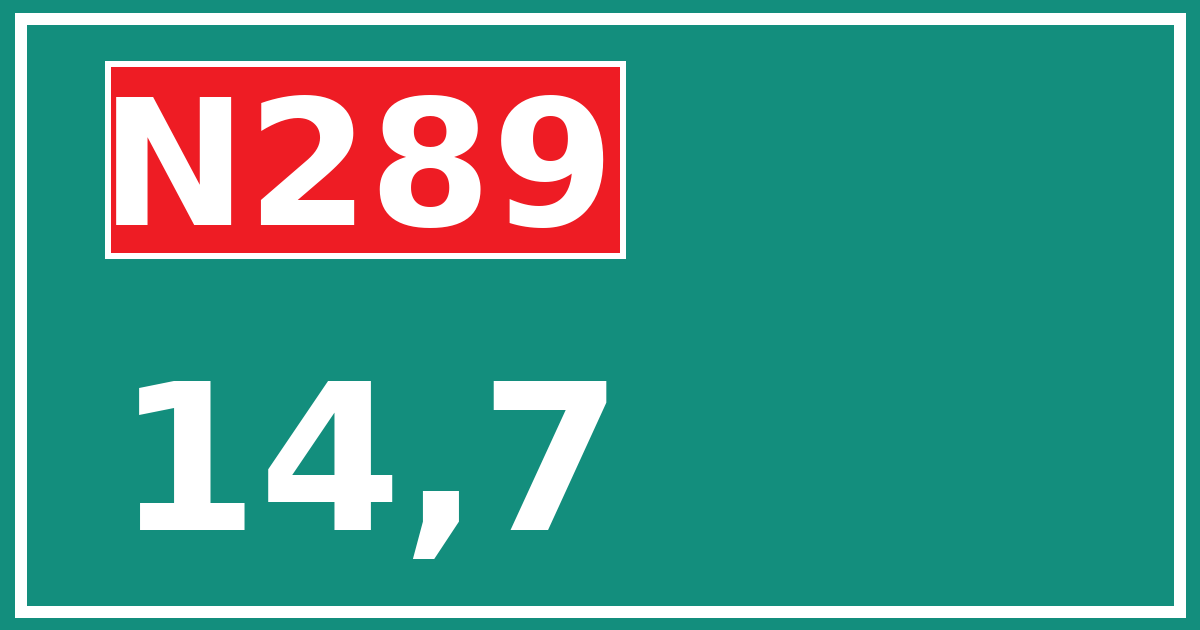 Hectometerbord N289 14,7