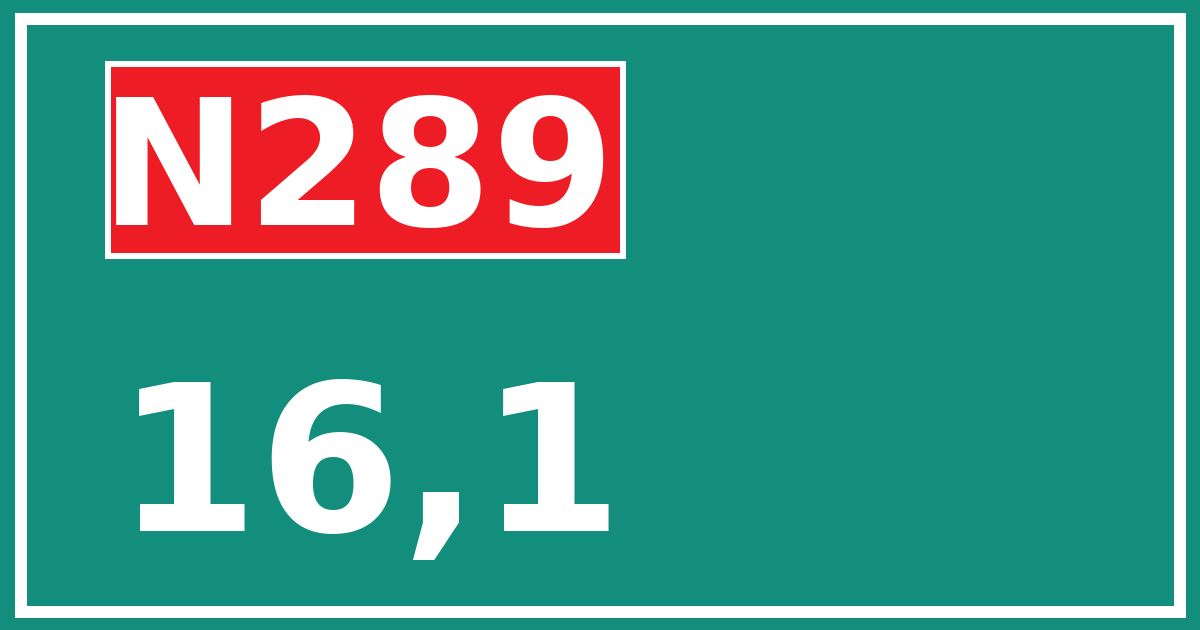 Hectometerbord N289 16,1