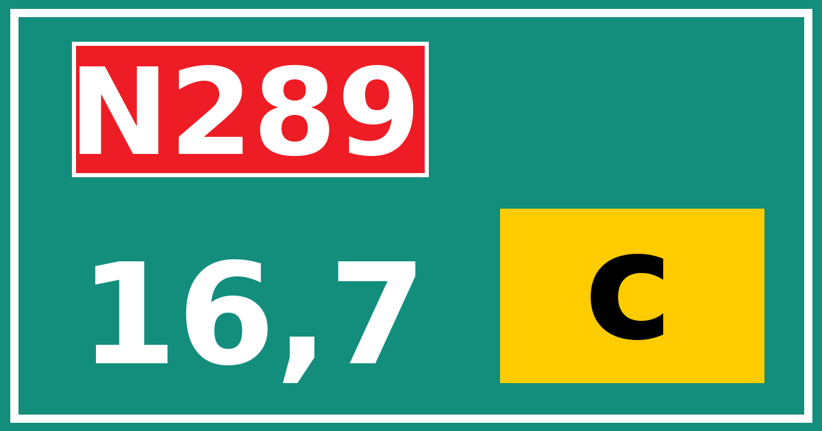 Hectometerbord N289 16,7 letter c