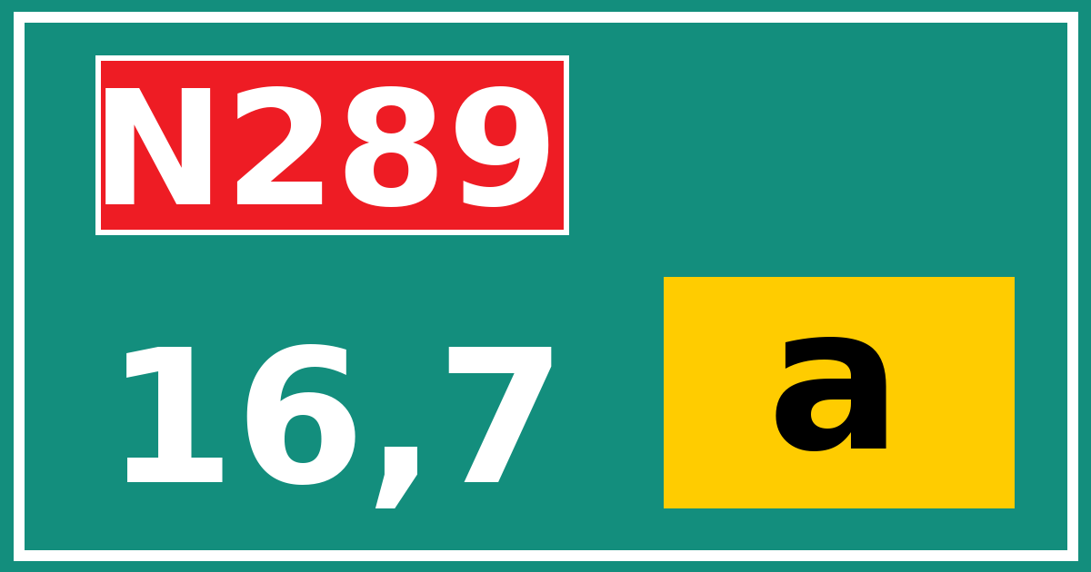 Hectometerbord N289 16,7 letter a
