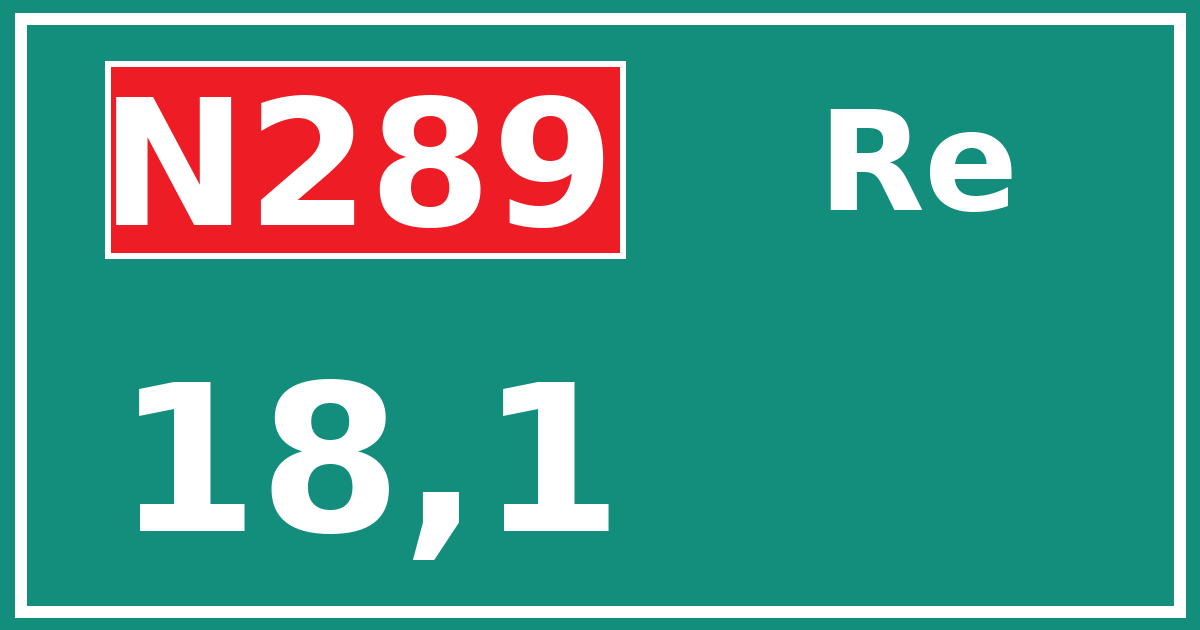 Hectometerbord N289 18,1 zijde Re