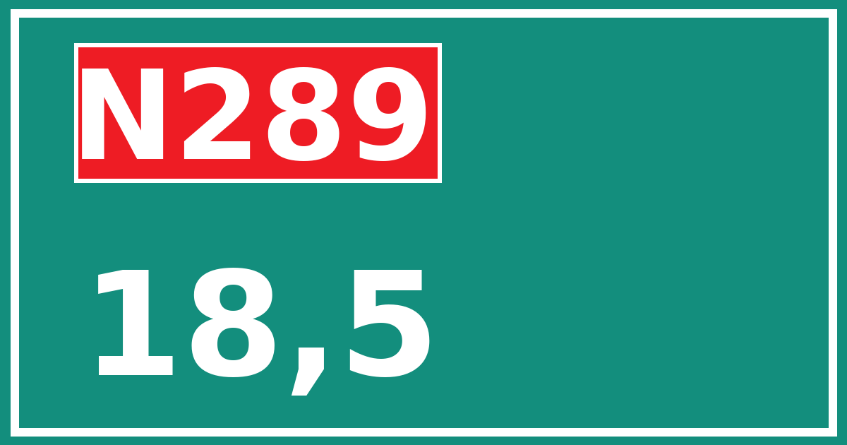 Hectometerbord N289 18,5