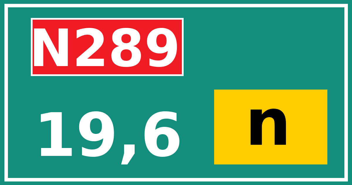 Hectometerbord N289 19,6 letter n