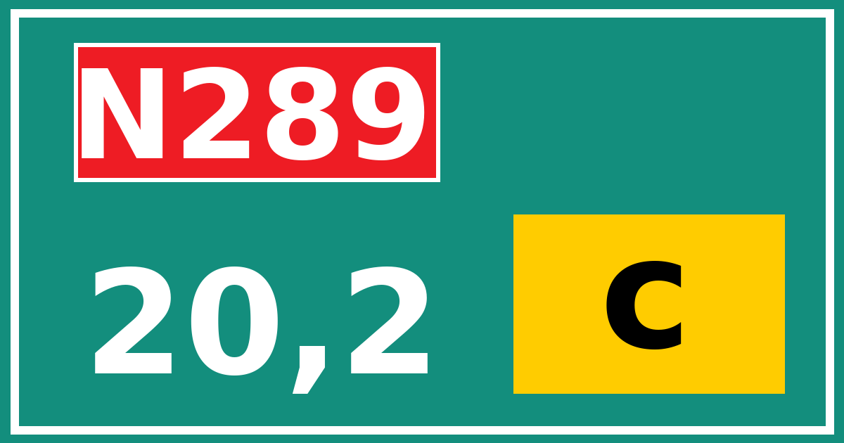 Hectometerbord N289 20,2 letter c