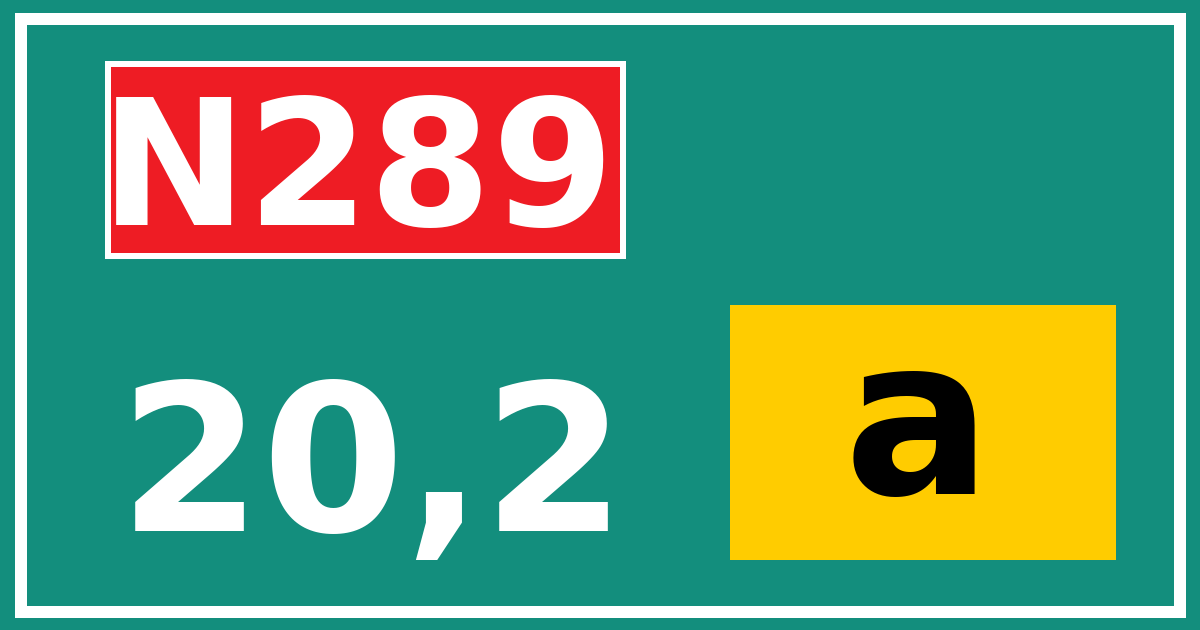 Hectometerbord N289 20,2 letter a