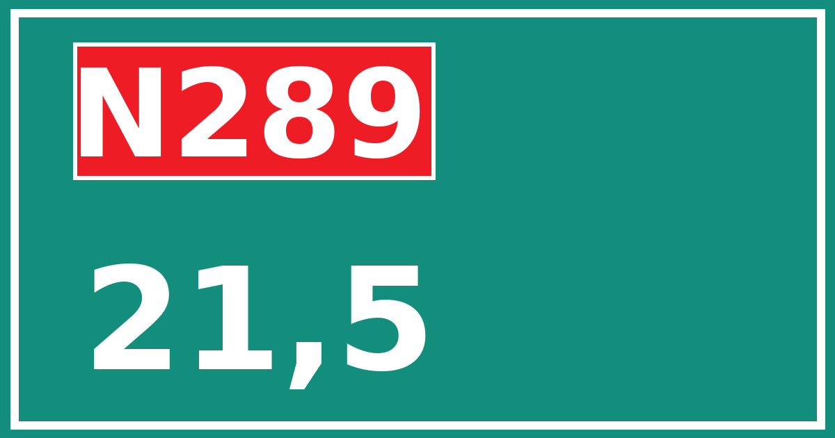 Hectometerbord N289 21,5