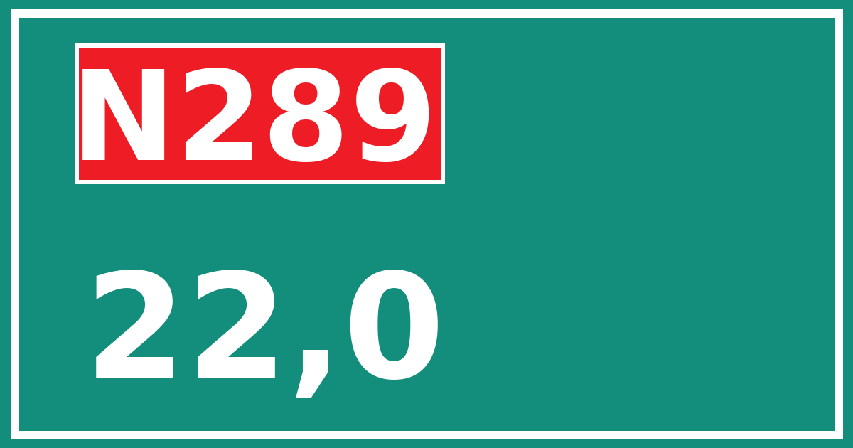 Hectometerbord N289 22,0
