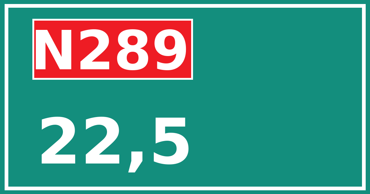 Hectometerbord N289 22,5