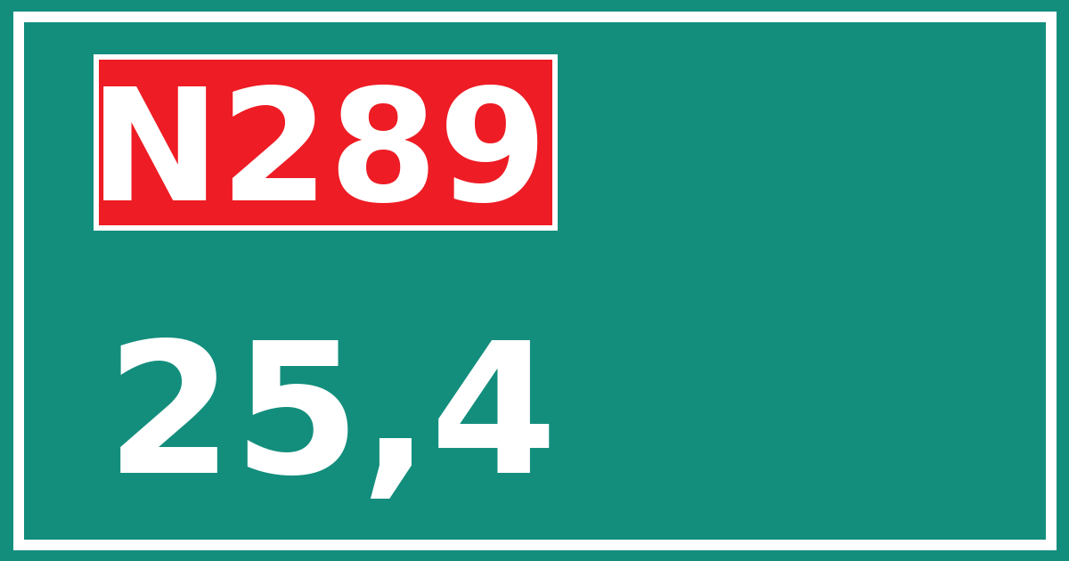Hectometerbord N289 25,4