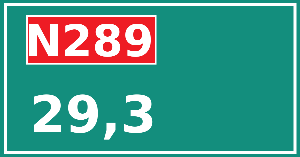 Hectometerbord N289 29,3