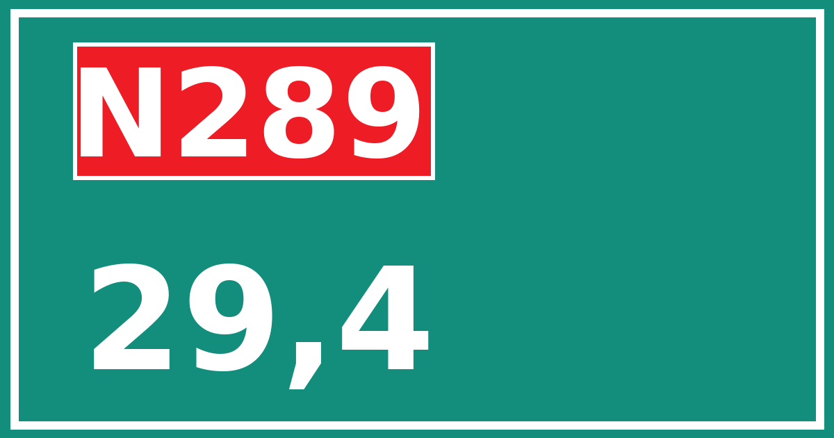 Hectometerbord N289 29,4