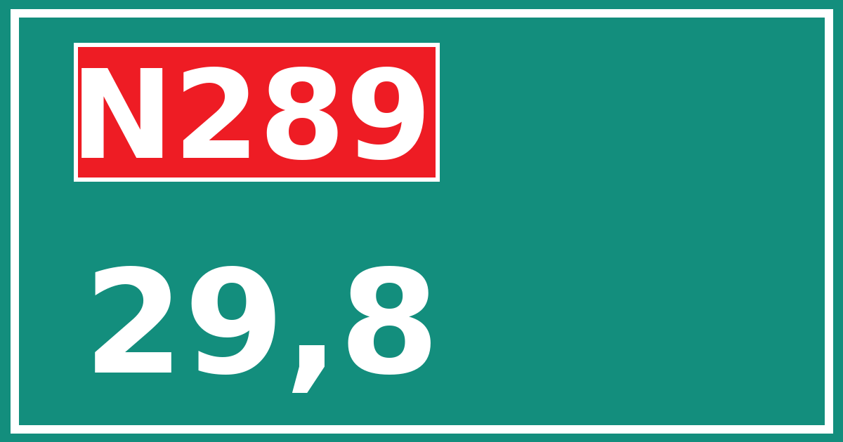 Hectometerbord N289 29,8