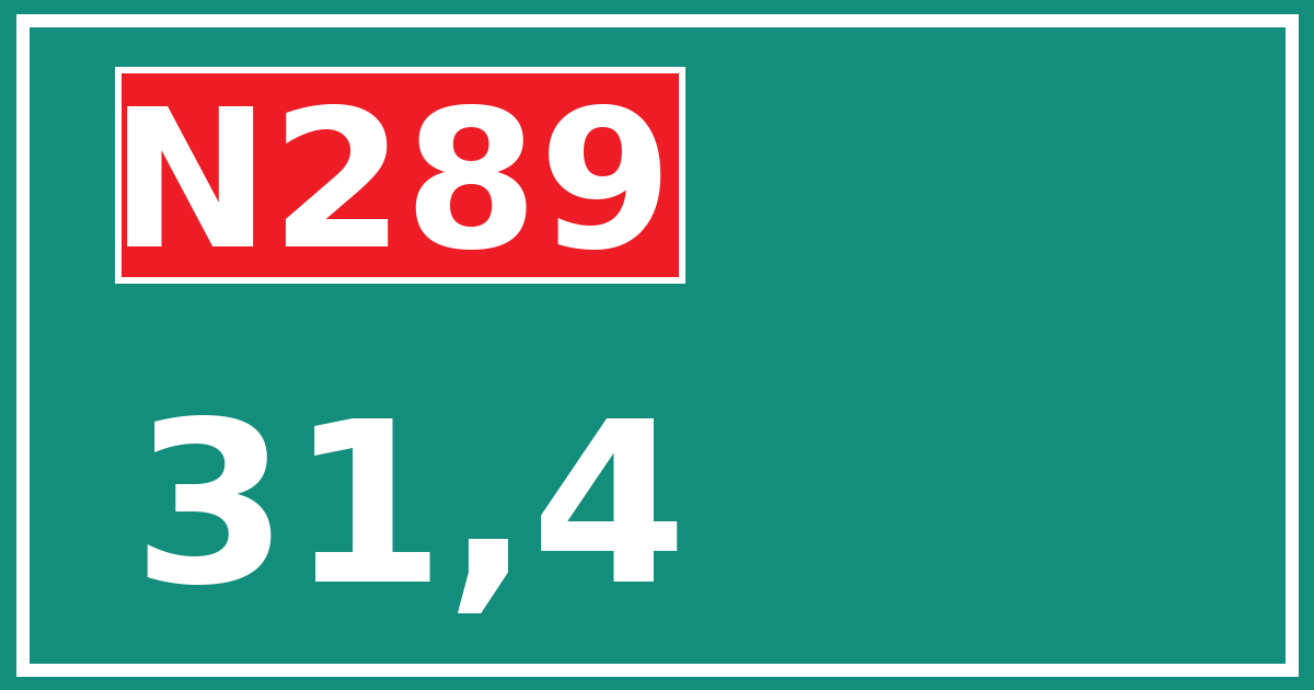 Hectometerbord N289 31,4