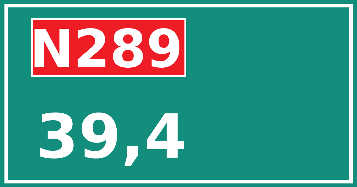 Hectometerbord N289 39,4