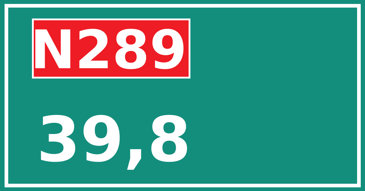 Hectometerbord N289 39,8