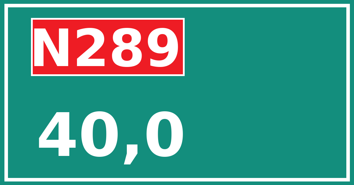 Hectometerbord N289 40,0