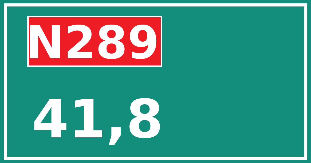 Hectometerbord N289 41,8