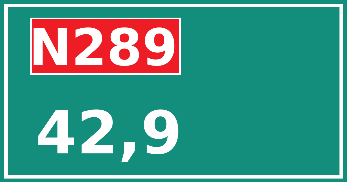 Hectometerbord N289 42,9