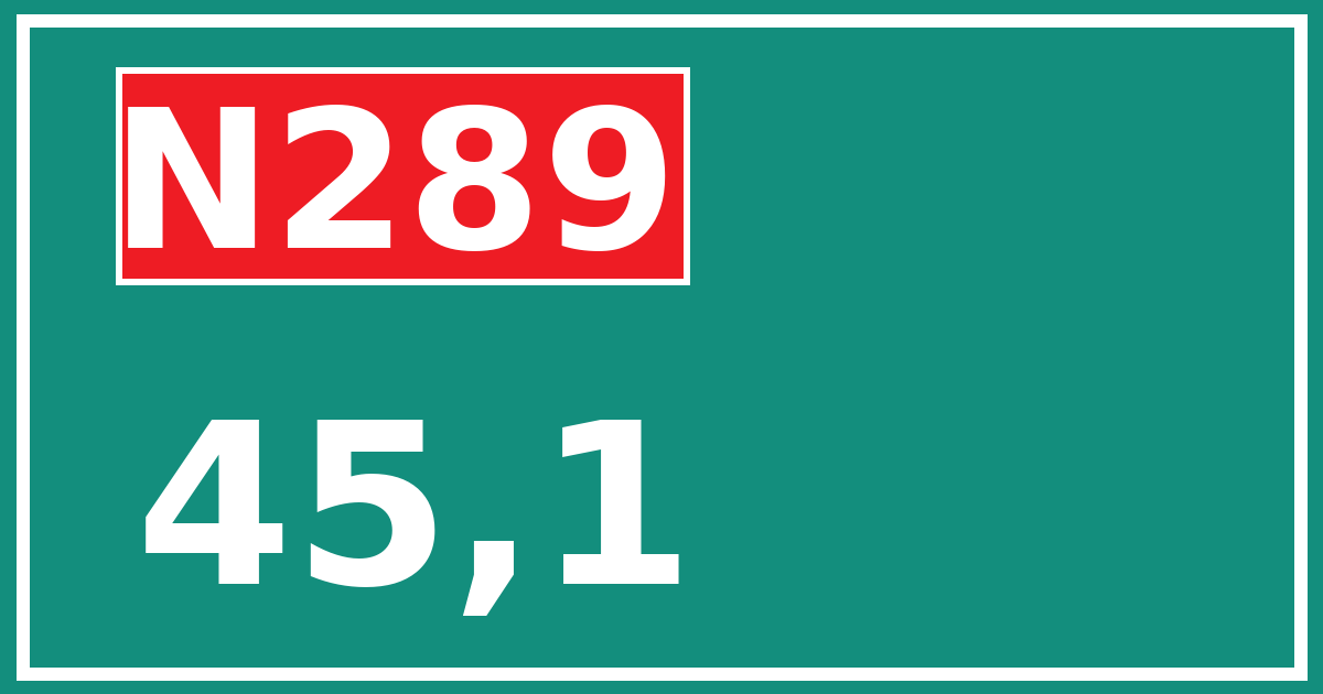 Hectometerbord N289 45,1