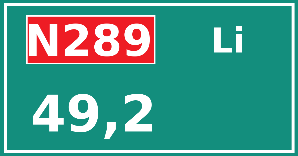 Hectometerbord N289 49,2 zijde Li