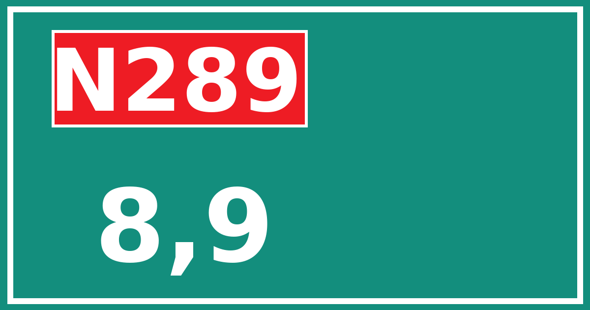 Hectometerbord N289 8,9