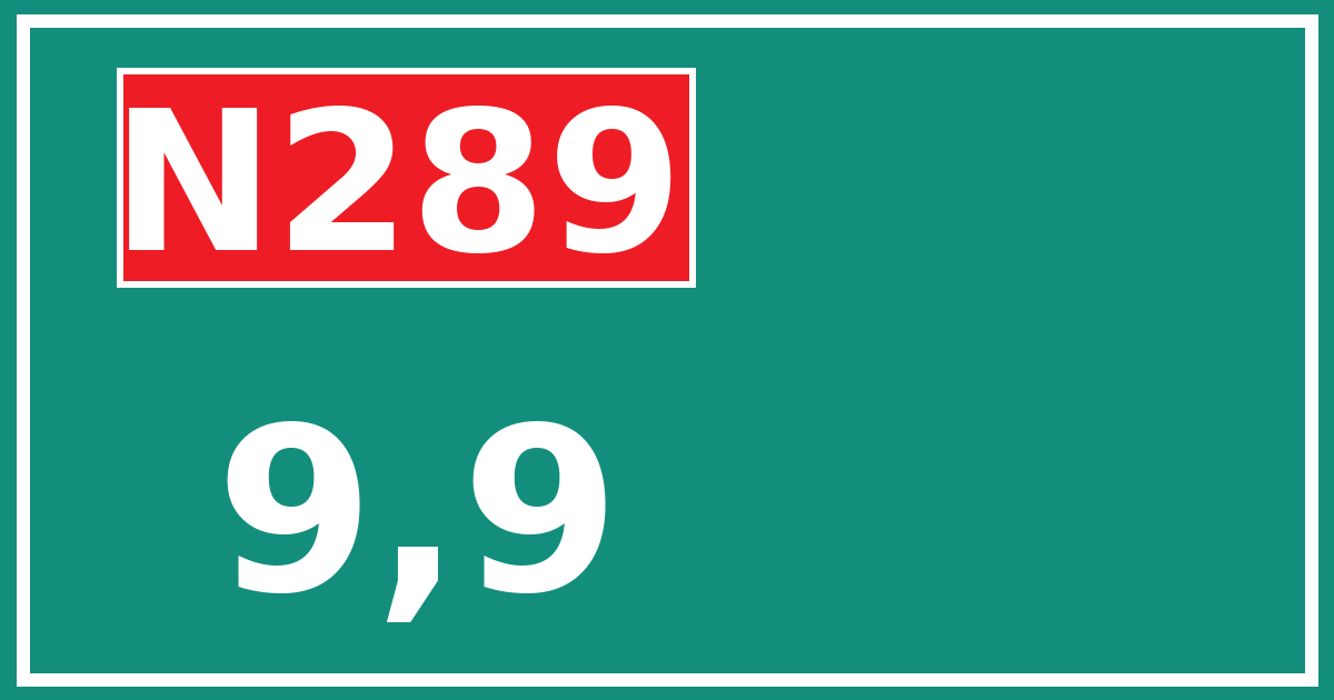 Hectometerbord N289 9,9
