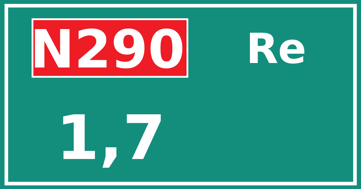 Hectometerbord N290 1,7 zijde Re