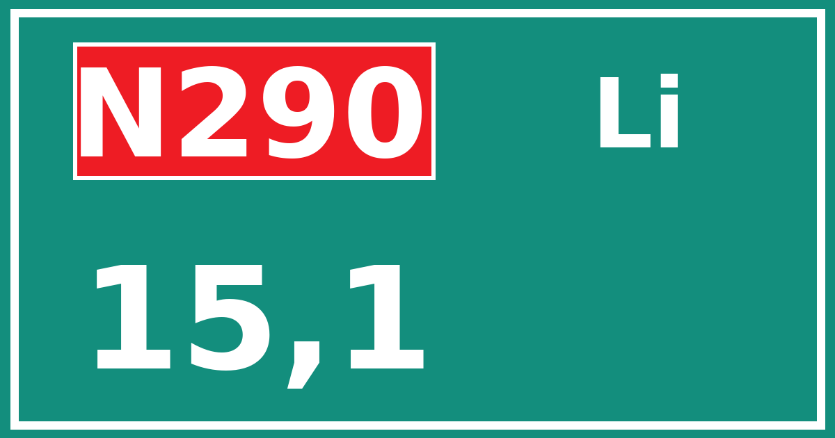 Hectometerbord N290 15,1 zijde Li