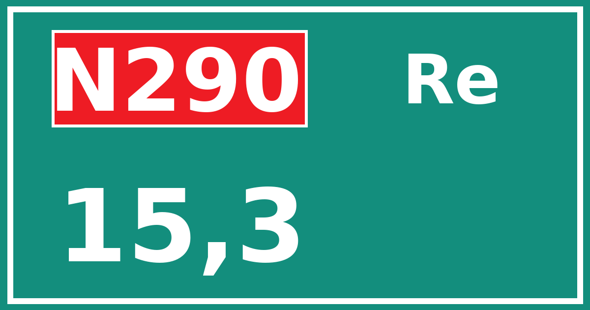 Hectometerbord N290 15,3 zijde Re