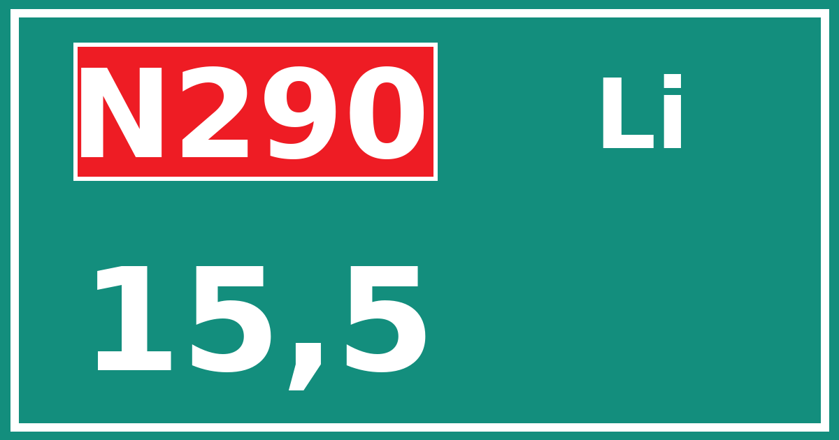 Hectometerbord N290 15,5 zijde Li