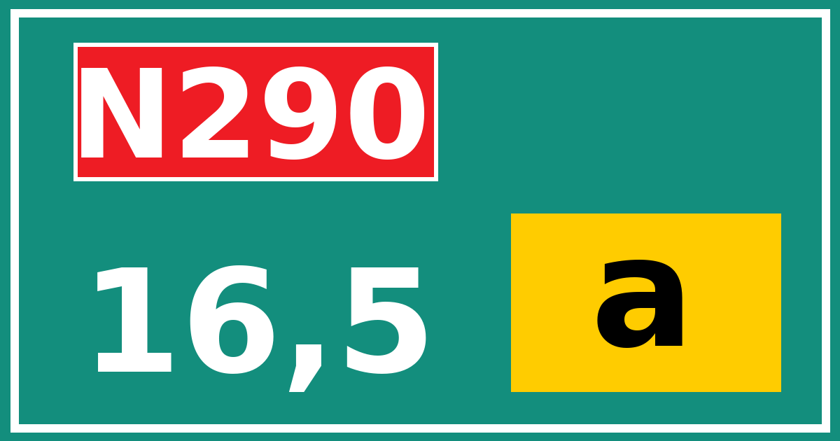 Hectometerbord N290 16,5 letter a