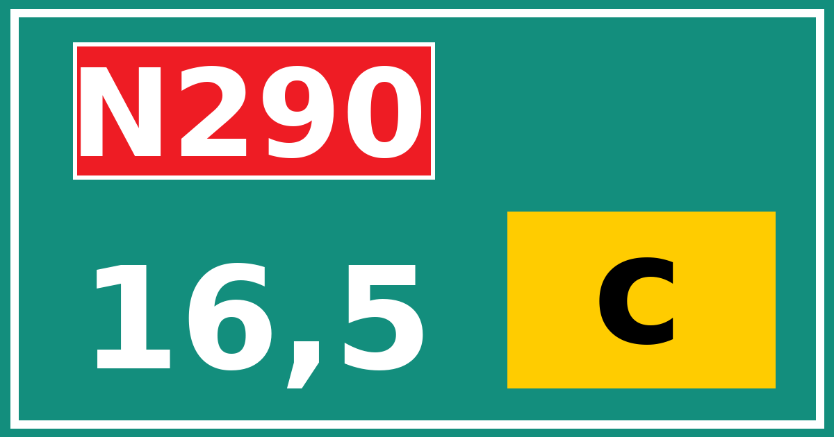 Hectometerbord N290 16,5 letter c
