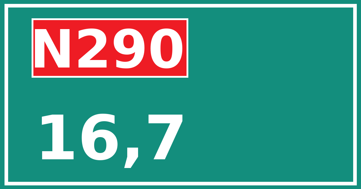 Hectometerbord N290 16,7
