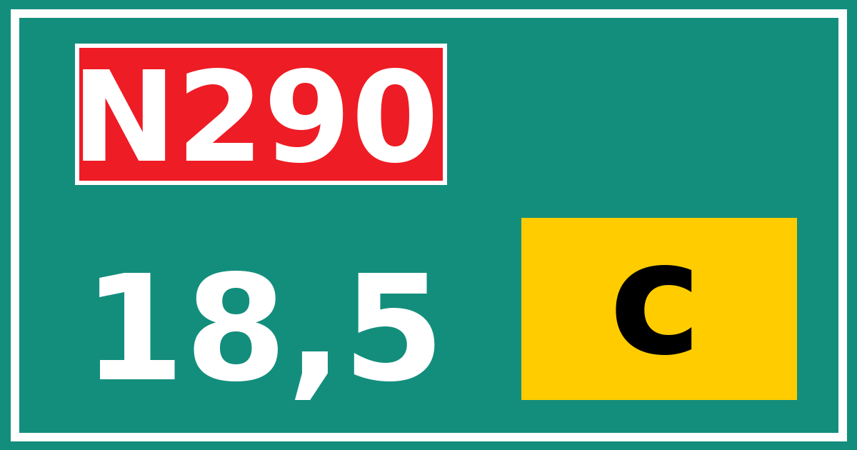 Hectometerbord N290 18,5 letter c
