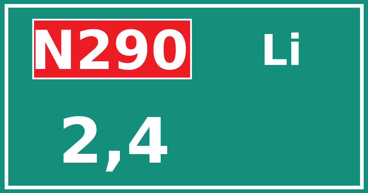 Hectometerbord N290 2,4 zijde Li