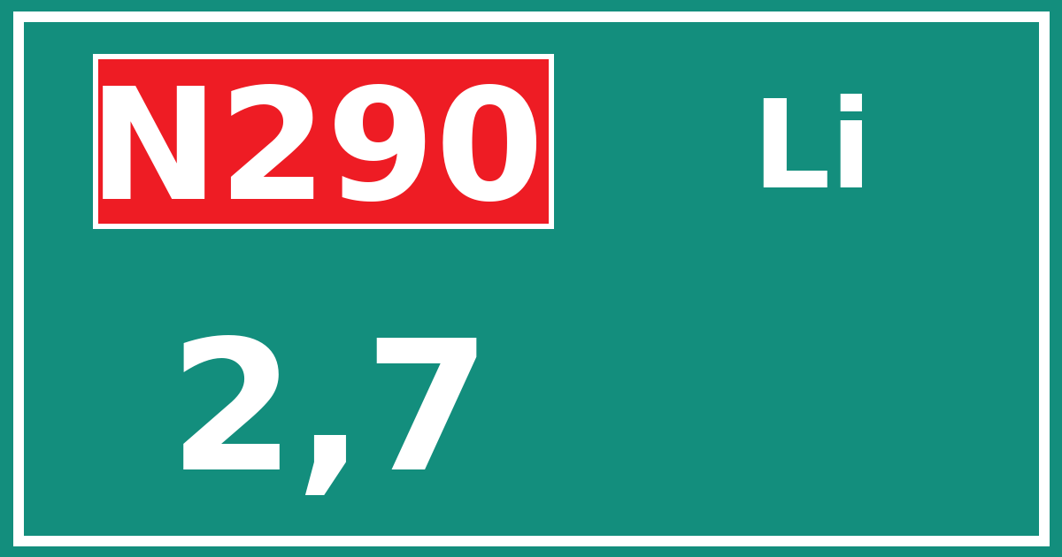 Hectometerbord N290 2,7 zijde Li
