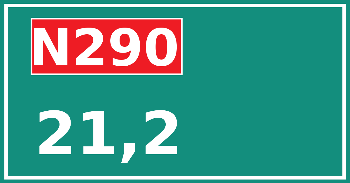 Hectometerbord N290 21,2