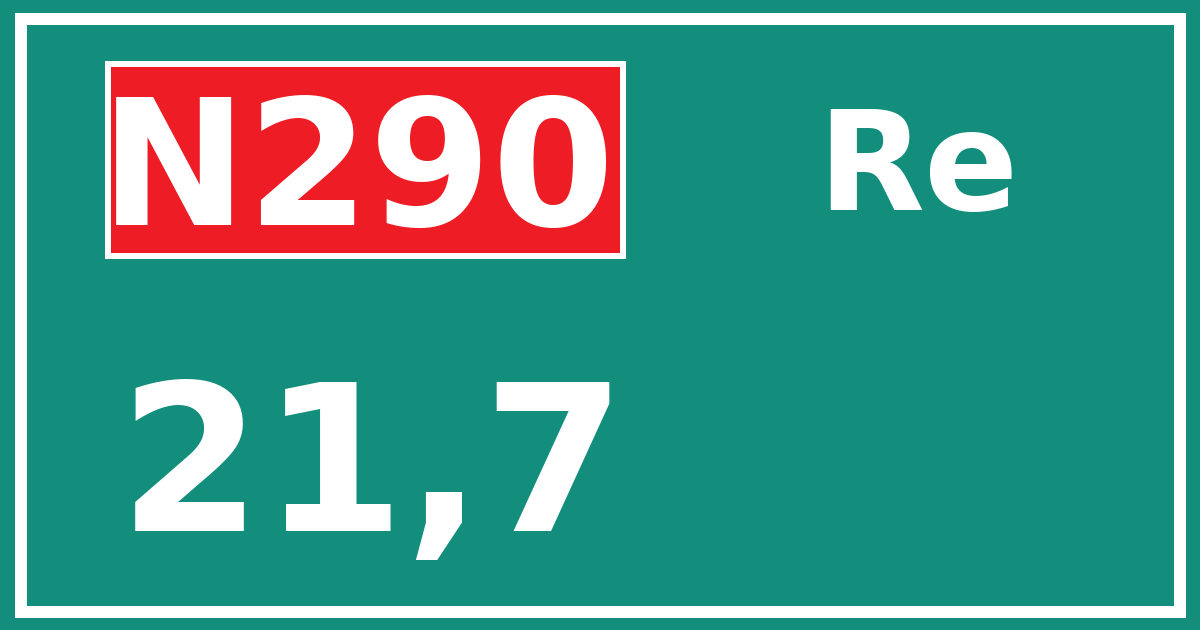Hectometerbord N290 21,7 zijde Re