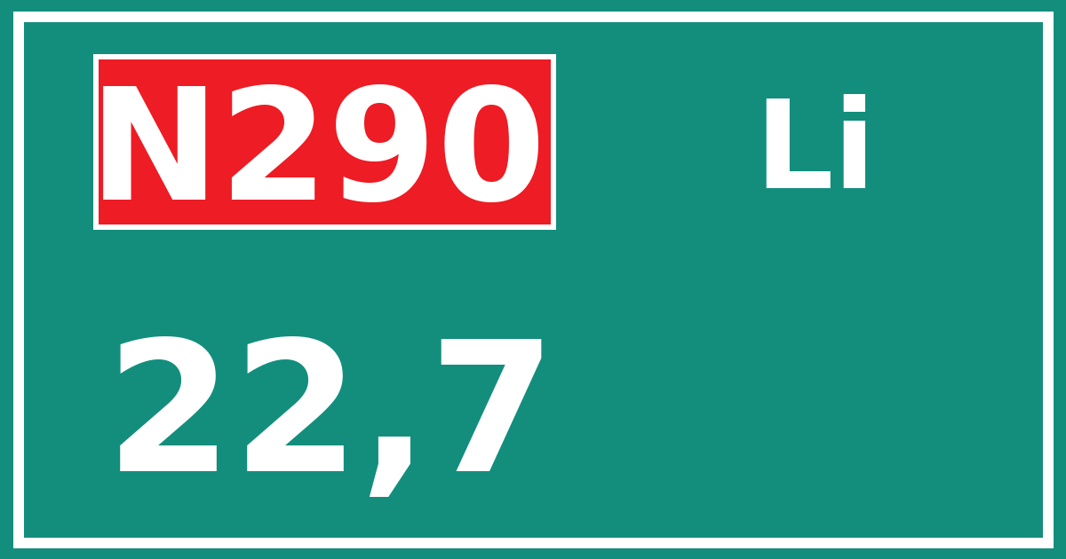 Hectometerbord N290 22,7 zijde Li