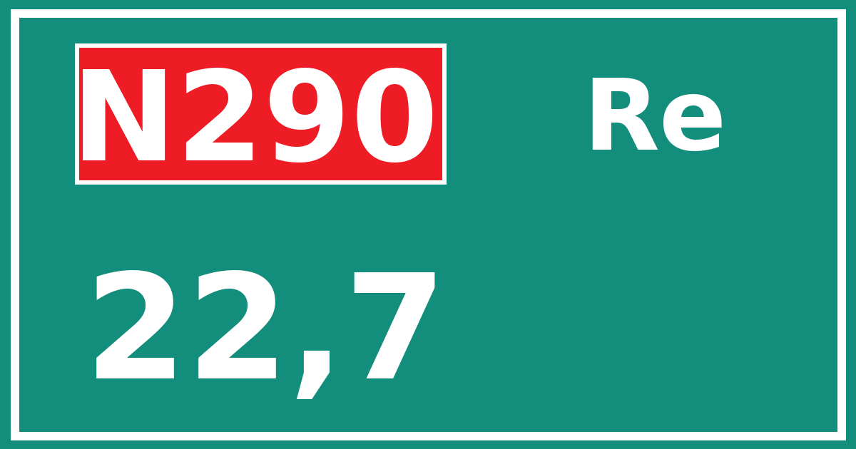 Hectometerbord N290 22,7 zijde Re