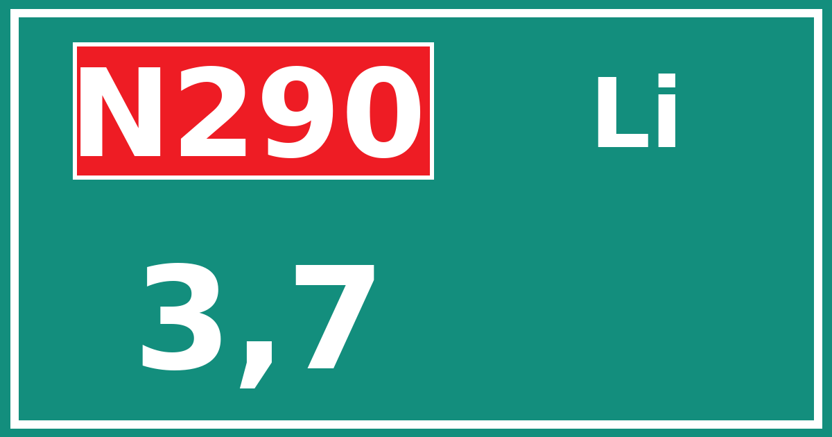Hectometerbord N290 3,7 zijde Li